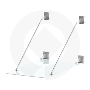 Zestaw - pojedyncze mocowanie daszka - wysięg szkła L1900